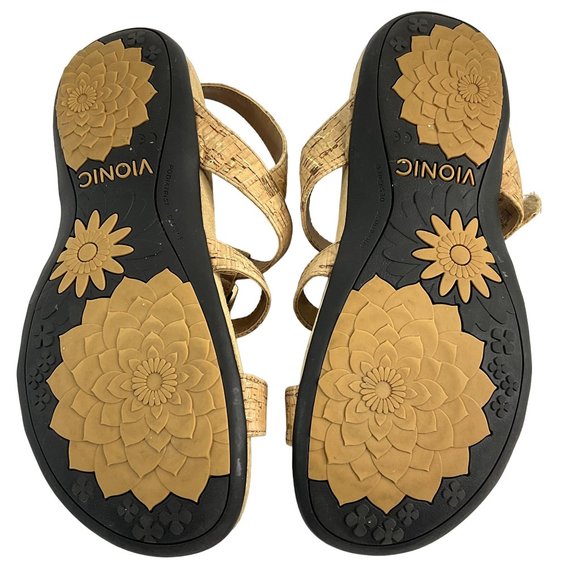 Vionic Shoes Womens Size 8 Tan Amber Gold Cork Comfort Sandal Arch Support - Picture 12 of 12